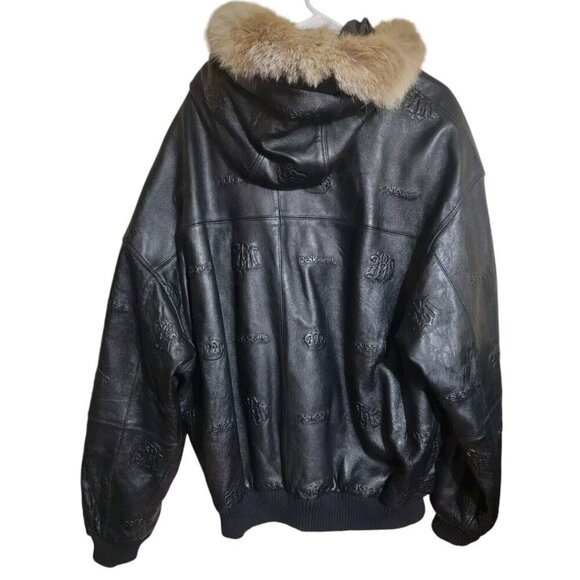 VTG Pelle Pelle Jacket Men 50 Black Baggy Embroidered Oversized Hip Hop Y2K - Picture 2 of 12